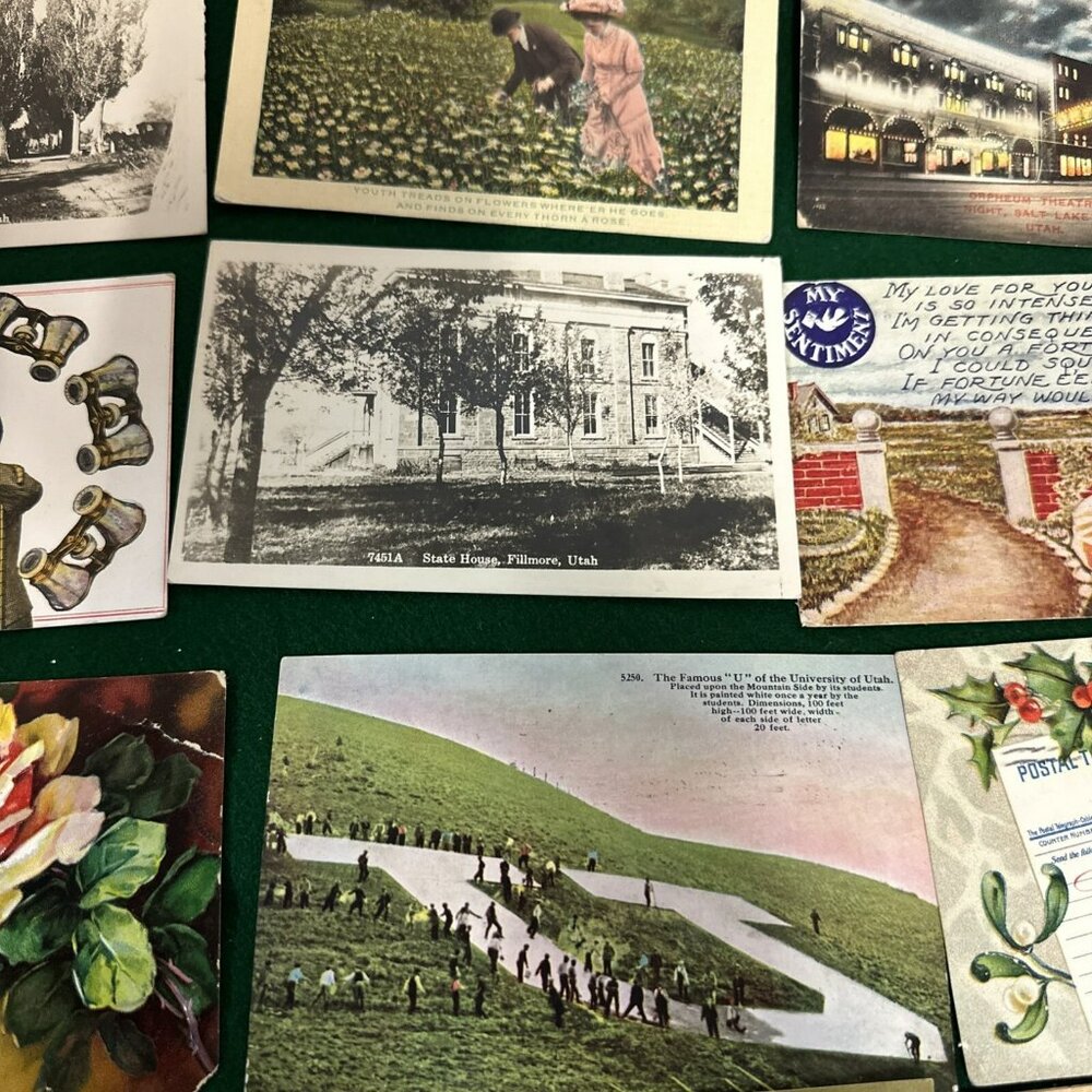 Antique Postcards with Memos and Postage Stamps 1908 through 1914 100 year old - Picture 3 of 16
